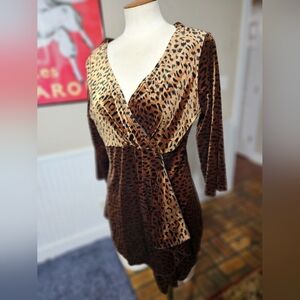 VTG 80s Baranda Leopard Print Velvet Mini Dress Large